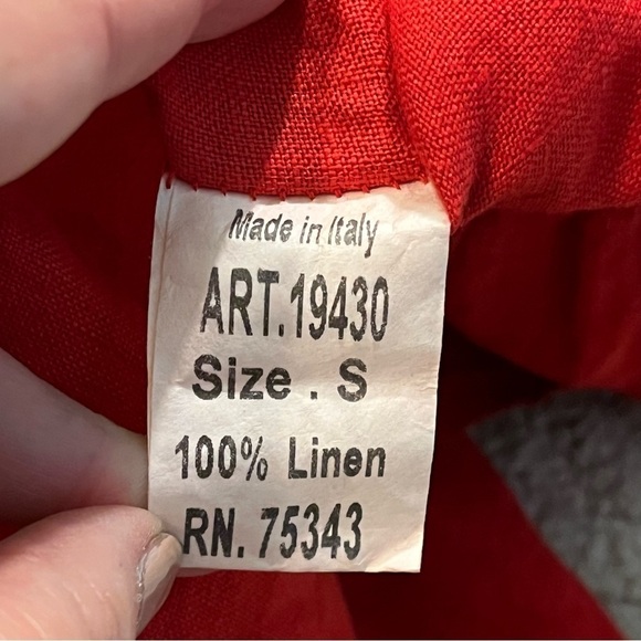 Valentina Naldi 100% Linen Top Boxy Ruffled Red Coastal Lagenlook Size Small - Picture 7 of 7